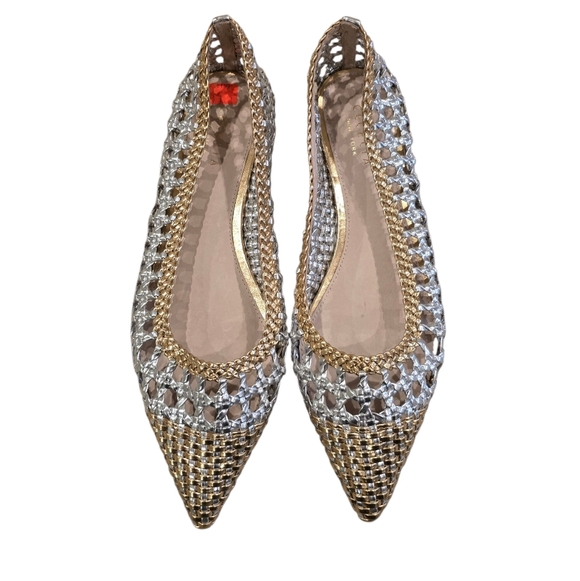 Anthropology CECELIA NEW YORK Metallic Woven Pointed-Toe Flats - Picture 2 of 9